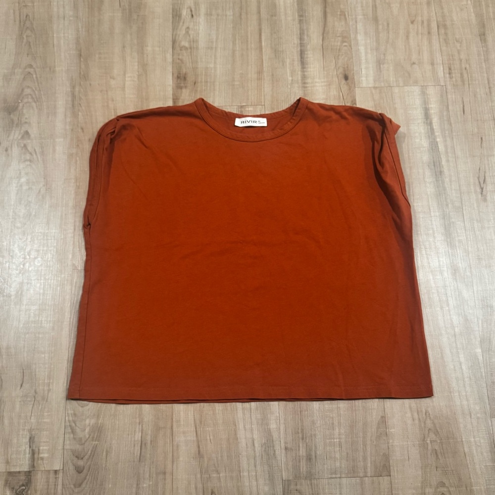 RIVIR Rust Brown Oversized Short Sleeve Cotton Shirt